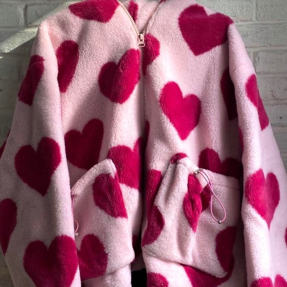 heart print sherpa jacket 💞